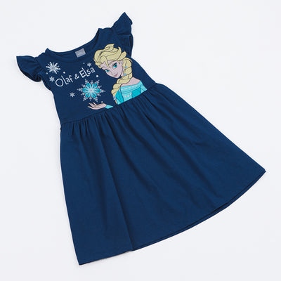 Disney Girl Frozen Elsa Dress With Bag Olaf - โฟรเซ่น ชุดกระโปรงเด็กผู้หญิง ลายเจ้าหญิงเอลซ่ามีกระเป๋าลายโอลาฟ