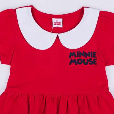 Disney Girl Minnie Mouse Dress - ชุดเดรสเด็กผู้หญิง มีกระเป๋ามินนี่เมาส์ ใส่ของได้จริง