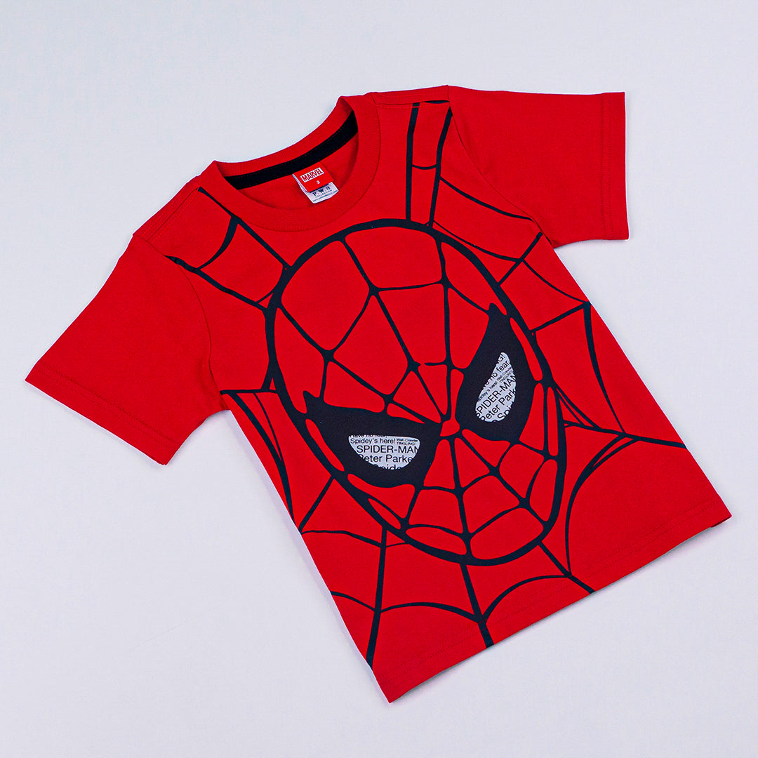 Marvel Boy Spider-Man Metallic T-Shirt & Shorts - เสื้อมาร์เวลเด็กผู้ชายพิมพ์ยางนูน เมทัลลิค และกางเกงขาสั้น ลายสไปเดอร์แมน (ราคาต่อสินค้า 1 ชิ้น)