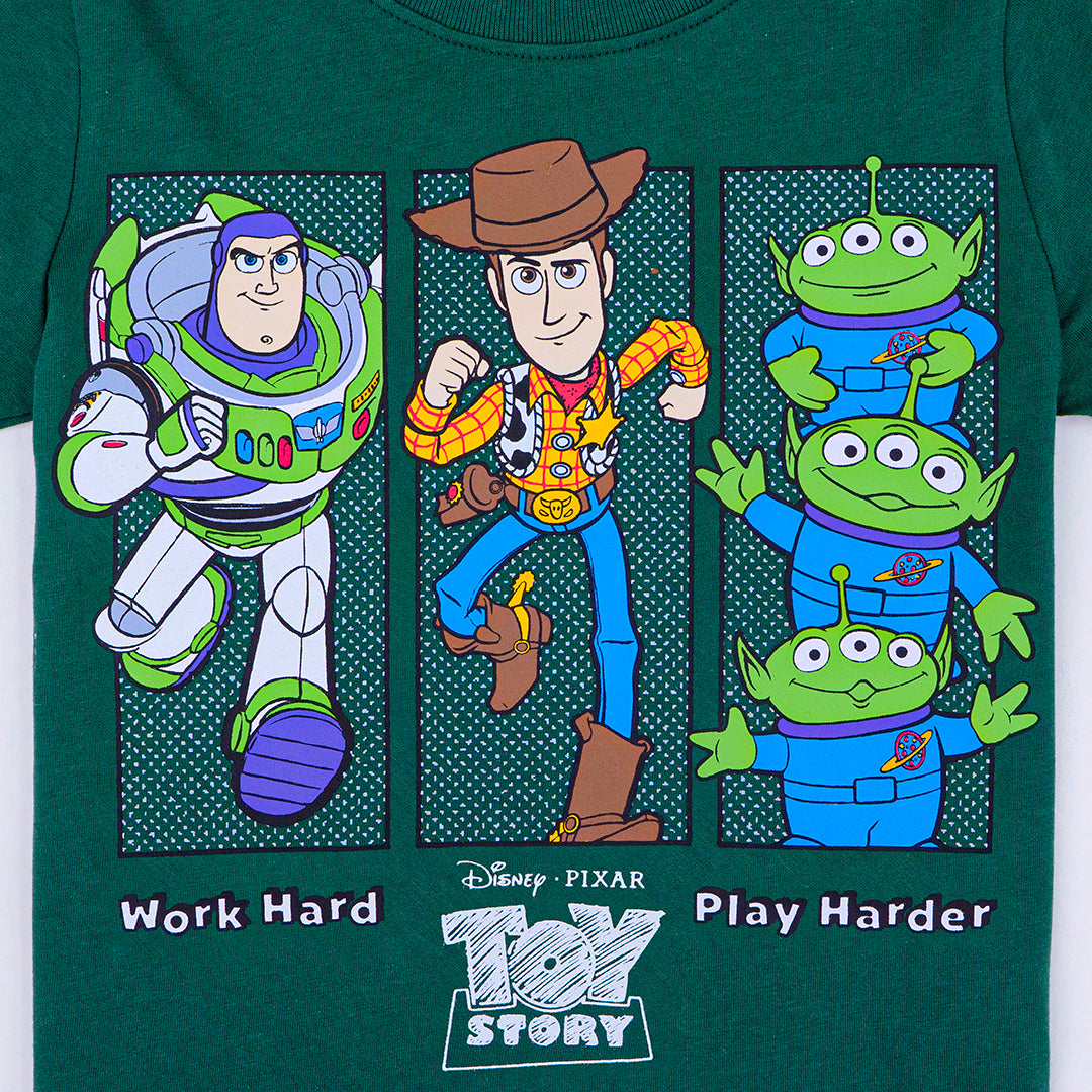 Disney Toy Story Work Hard Play Harder Family Men & Kids T-Shirt -เสื้อยืดครอบครัวดิสนีย์ ทอย สตอรี่ ผู้ชาย และเด็ก