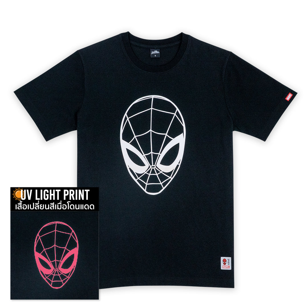 Marvel Men Spider-man UV Sensitive T-Shirt เสื้อสไปรเดอร์แมนเทคนิคสียูวีเปลี่ยนสีเมื่อโดนแดด