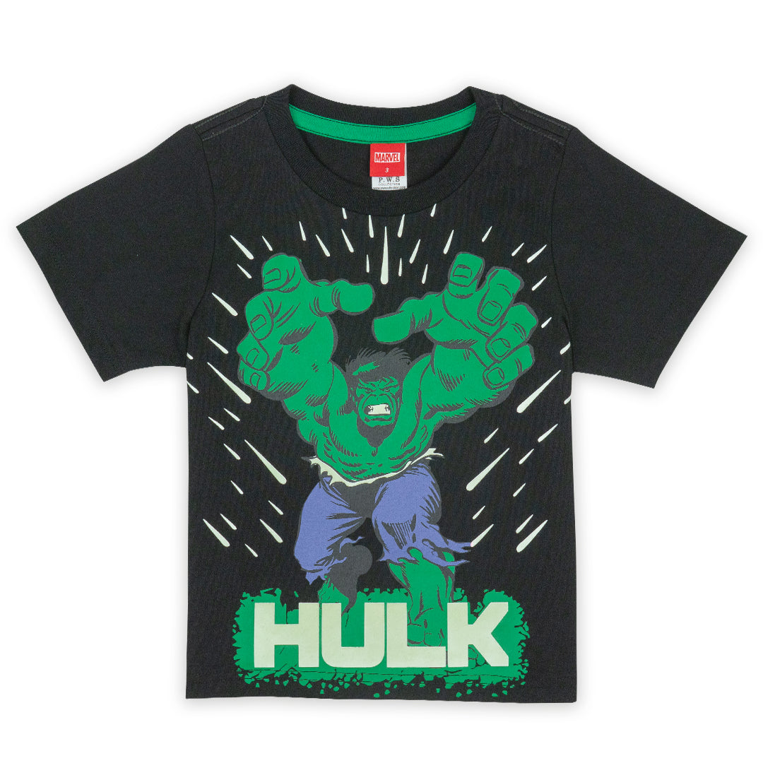 Marvel Boy Glow In The Dark Captain America Spider-Man Hulk T-Shirt - เสื้อยืดเด็กมาร์เวล เทคนิคเรืองแสงในที่มืดลายกับตันอเมริกา สไปเดอร์แมน ฮัค