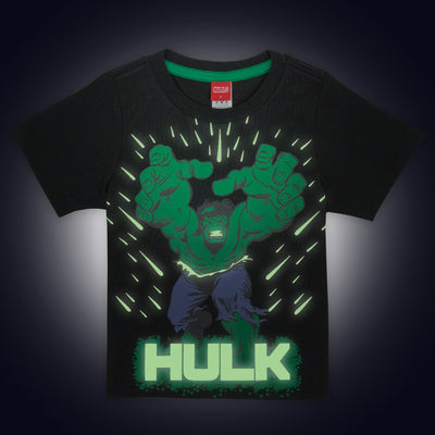 Marvel Boy Glow In The Dark Captain America Spider-Man Hulk T-Shirt - เสื้อยืดเด็กมาร์เวล เทคนิคเรืองแสงในที่มืดลายกับตันอเมริกา สไปเดอร์แมน ฮัค