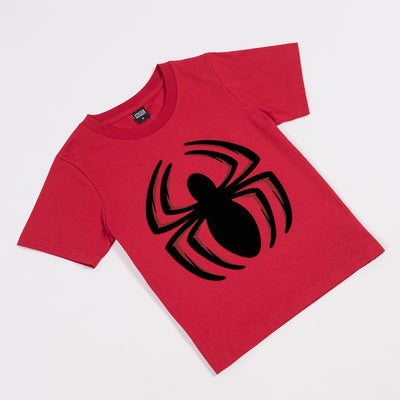 Marvel Boy Spider-Man Flock Print T-shirt - เสื้อยืดเด็กพิมพ์กำมะหยี่ลายสไปเดอร์แมน