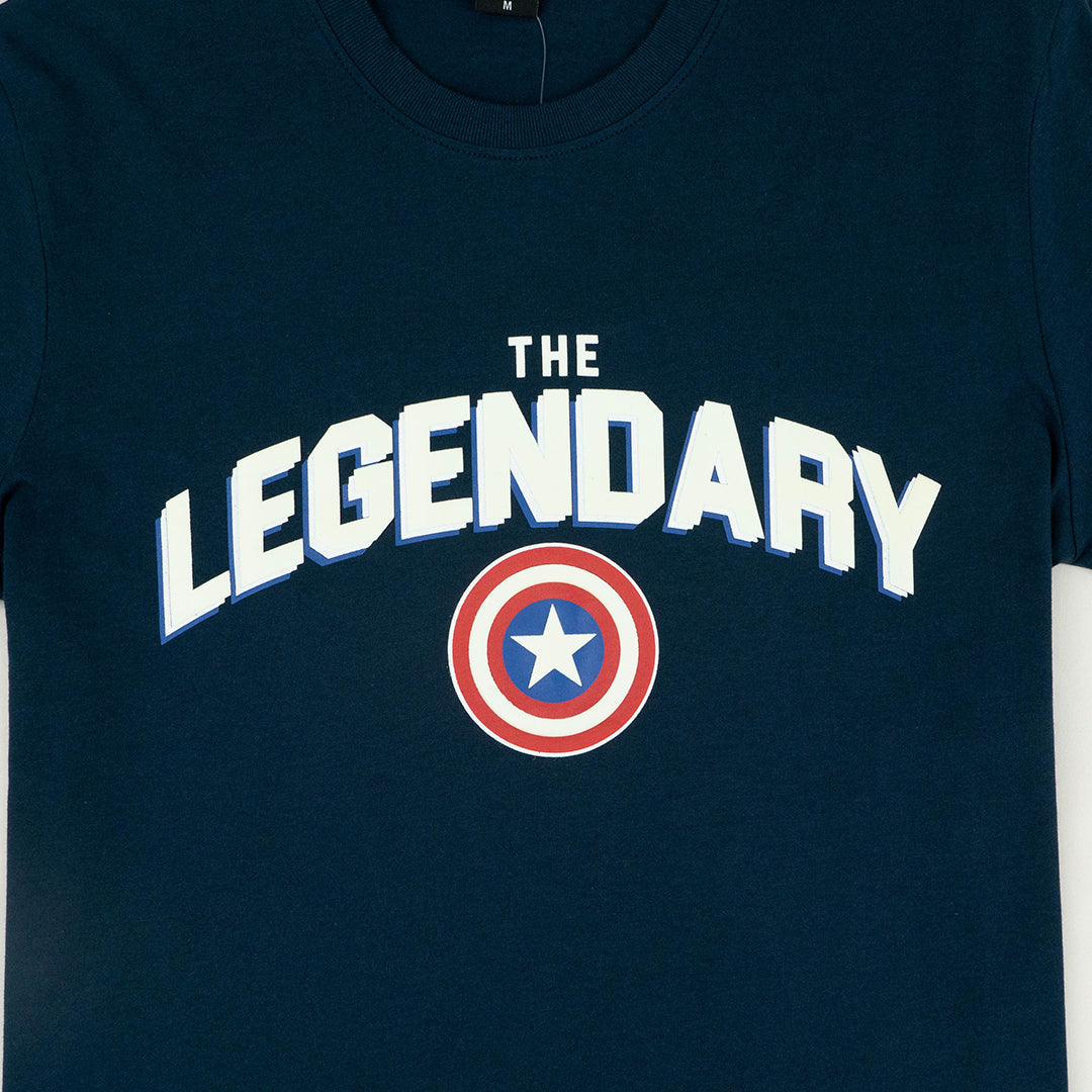 Marvel Men Captain America Glow In The Dark T-Shirt - เสื้อยืดผู้ชายลายกับตันอเมริกา เทคนิคเรืองแสงในที่มืด