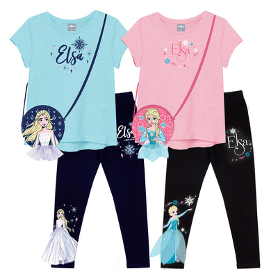 Disney Girl Frozen Elsa  T-Shirt and Legging - เสื้อยืดเด็กผู้หญิงโฟร่เซ่น มีกระเป๋า และเลกกิ้ง เจ้าหญิงเอลซ่า (ราคาต่อสินค้า 1 ชิ้น)