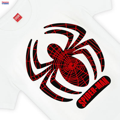 Marvel Boy Spider-Man Double Flock Print T-Shirt - เสื้อมาร์เวลเด็กผู้ชายพิมพ์กำมะหยี่สองชั้น ลายสไปเดอร์แมน