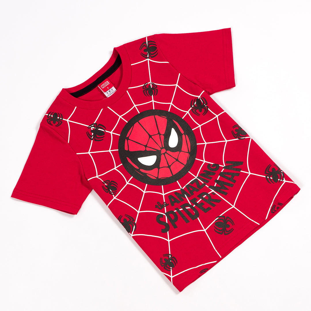 Marvel Boy Spider-Man T-shirt - เสื้อยืดเด็ก สไปเดอร์แมนแถมสายคล้องแมส