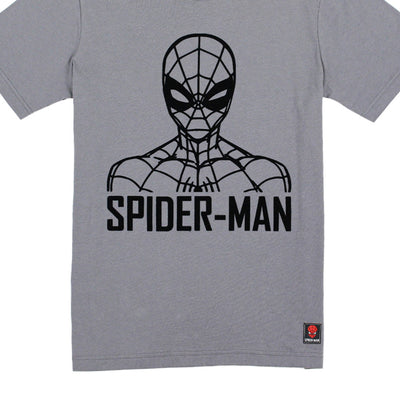 Marvel Men Spider-Man Flock Print T-Shirt - เสื้อมาร์เวลผู้ชายพิมพ์กำมะหยี่ ลายสไปเดอร์แมน