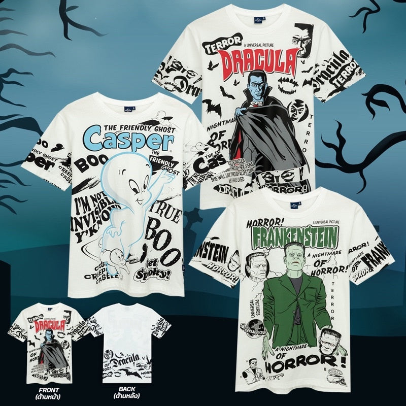 Universal Studios Men Casper / Dracula / Frankenstine T-Shirt - เสื้อผู้ชายยูนิเวอร์แซล สตูดิโอ แคสเปอร์ แดรกคูลา แฟรงเกนสไตน์