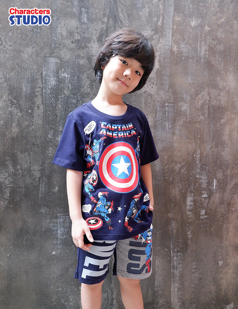 Marvel boy Captain America T-shirt - เสื้อยืดเด็ก กัปตันอเมริกา พิมพ์ยาง